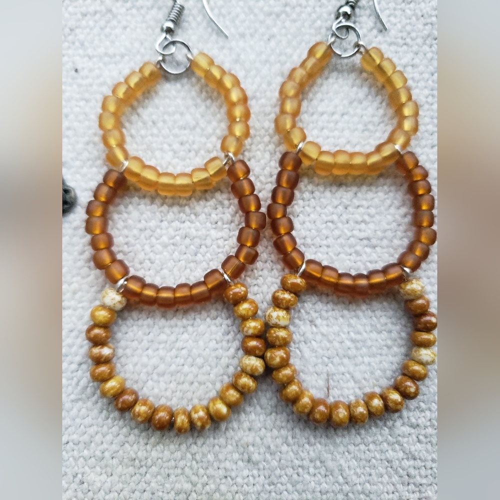 Neutral Hoop Earrings, Fun Earrings, Statement Earrings, Bold Jewelry - Picture 2 of 4
